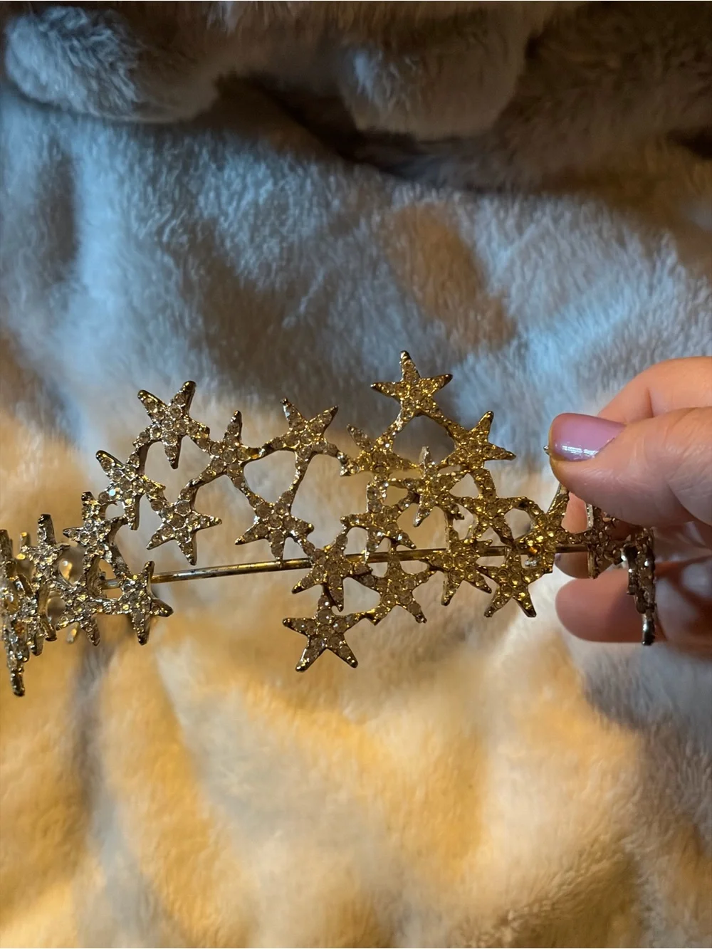 Rhinestone Starburst Tiara- Silver Tone